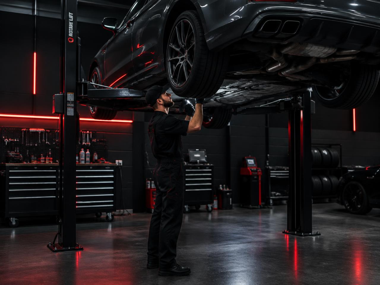 Mechanieker aan het werk in de Vrooms garage
